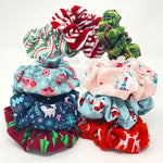 Large Cloth Scrunchie - Green, White, and Red Holiday Stripes