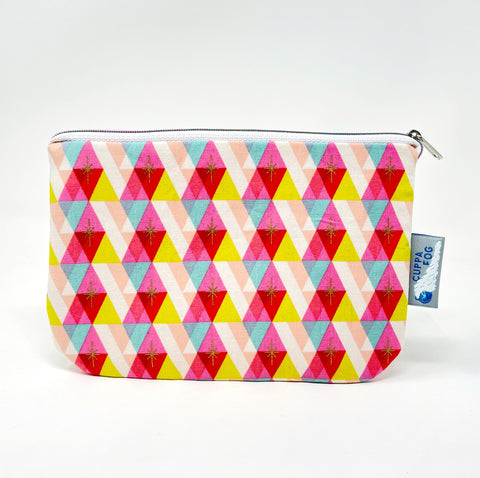 5x8 Zipper Pouch - Pink Diamonds with Gold Metallic
