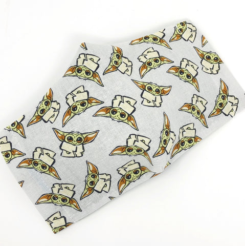Cloth Face Mask - #153 - Baby Yoda Toss on Lt Gray