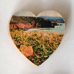 Mini Heart Magnets: Coastal, Succulent, and Nature - Hand-Transferred Photos on Wood, Various Images