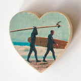 Mini Heart Magnets: Coastal, Succulent, and Nature - Hand-Transferred Photos on Wood, Various Images