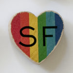 Mini Heart Magnets: SF - Hand-Transferred Photos on Wood, Various Images