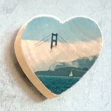 Mini Heart Magnets: SF - Hand-Transferred Photos on Wood, Various Images