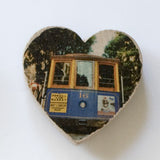 Mini Heart Magnets: SF - Hand-Transferred Photos on Wood, Various Images