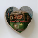 Mini Heart Magnets: SF - Hand-Transferred Photos on Wood, Various Images