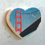 Mini Heart Magnets: SF - Hand-Transferred Photos on Wood, Various Images