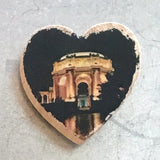 Mini Heart Magnets: SF - Hand-Transferred Photos on Wood, Various Images