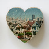 Mini Heart Magnets: SF - Hand-Transferred Photos on Wood, Various Images