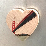 Mini Heart Magnets: SF - Hand-Transferred Photos on Wood, Various Images