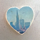 Mini Heart Magnets: SF - Hand-Transferred Photos on Wood, Various Images