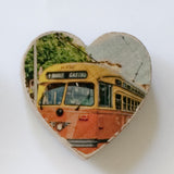 Mini Heart Magnets: SF - Hand-Transferred Photos on Wood, Various Images