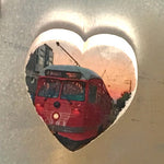 Mini Heart Magnets: SF - Hand-Transferred Photos on Wood, Various Images