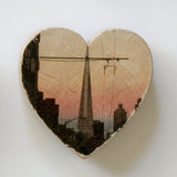 Mini Heart Magnets: SF - Hand-Transferred Photos on Wood, Various Images