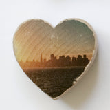 Mini Heart Magnets: SF - Hand-Transferred Photos on Wood, Various Images