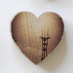 Mini Heart Magnets: SF - Hand-Transferred Photos on Wood, Various Images