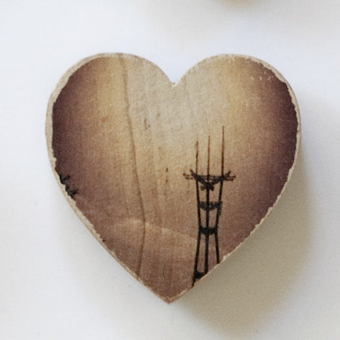 Mini Heart Magnets: SF - Hand-Transferred Photos on Wood, Various Imag –  Cuppa Fog